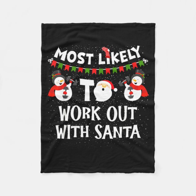 Cobertor De Velo Most Likely To Work Out With Santa Family Christma (Frente)