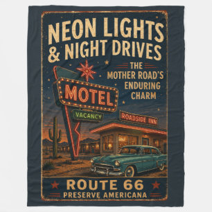 Cobertor De Velo Motel Neon Vintage da Rota 66 em uma Noite de Viag