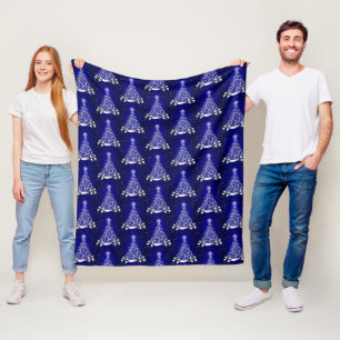 Cobertor De Velo Motif de Árvore de Férias Azul e Prateado Moderno