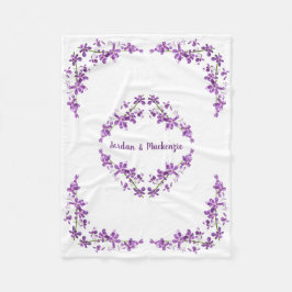 Cobertor De Velo Motif de Orquídeas Roxas Personalizadas