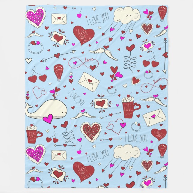 Cobertor De Velo Motifs do dia de os namorados - Padrão sem falhas  (Frente)