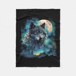 Cobertor De Velo Motivos de caça ao lobo das cinzas Galáxia da Lua 