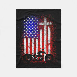 Cobertor De Velo Moto Vintage Bandeira EUA Fé Cristã Para Bi