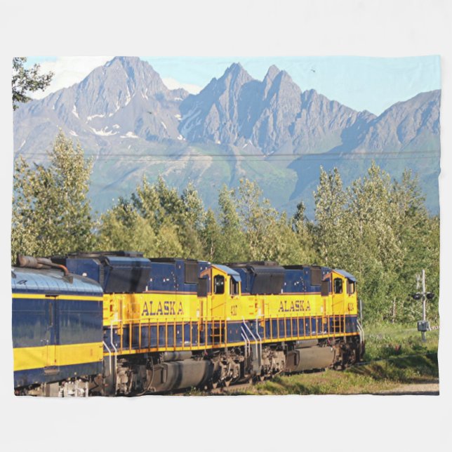 Cobertor De Velo Motores de locomotivas e montanhas do Alaska Railr (Frente (Horizontal))