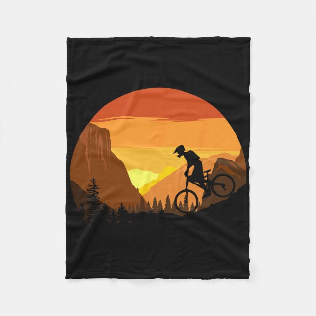 Cobertor De Velo Mountain Biking Retro Sunset Trail Rider  (Frente)