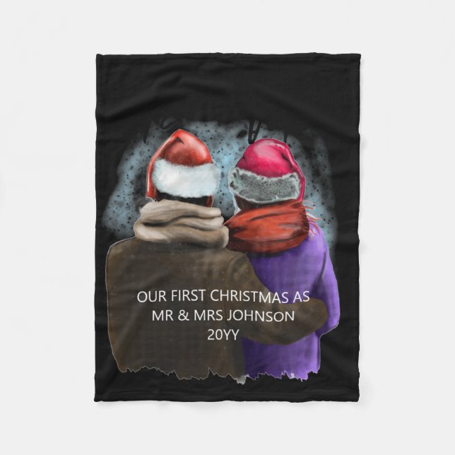 Cobertor De Velo Mr And Mrs Script Couples Christmas T Shirt  (Frente)