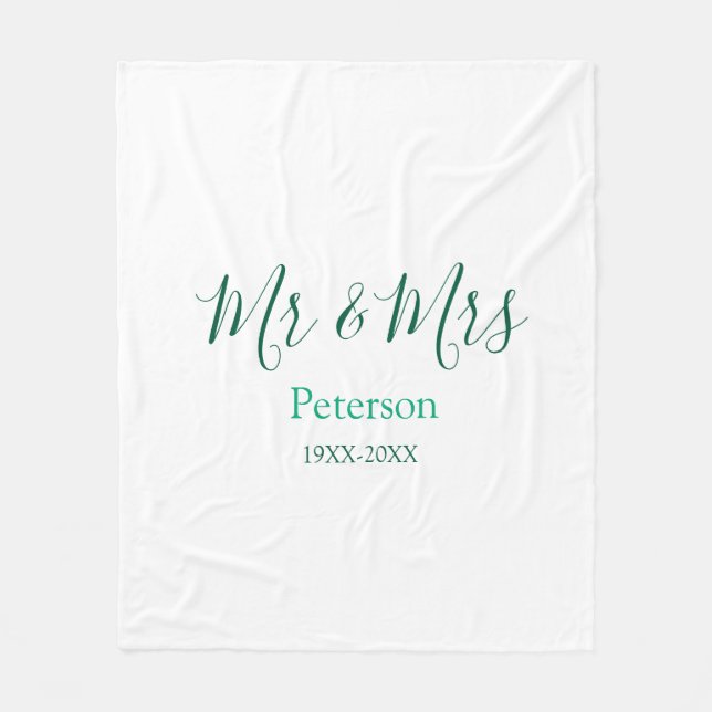 Cobertor De Velo Mr & Mrs last name married year wedding engagement (Frente)
