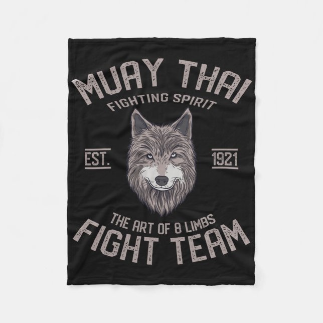 Cobertor De Velo Muay Thai Lobo Boxe Tailandesa Kickboxing  (Frente)