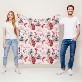 Cobertor De Velo Mulher aquarela japonesa Pagoda Lotus Koi Fish