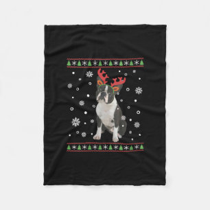 Cobertor De Velo Mulher Boston Terrier Xmas Ugly Christmas Sweater