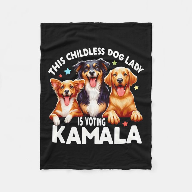 Cobertor De Velo Mulher De Cachorro Sem Filhos Vota Cachorro Kamala (Frente)