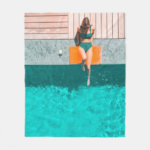 Cobertor De Velo Mulher deitada ao lado da piscina de natação pel