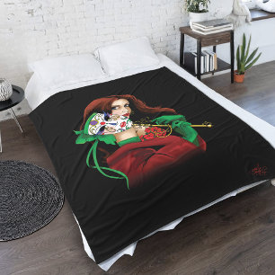 Cobertor De Velo Mulher Elegante Máscara Veneziana Vermelho Verde
