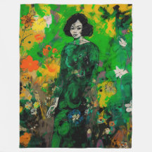 mulher em campo colorido