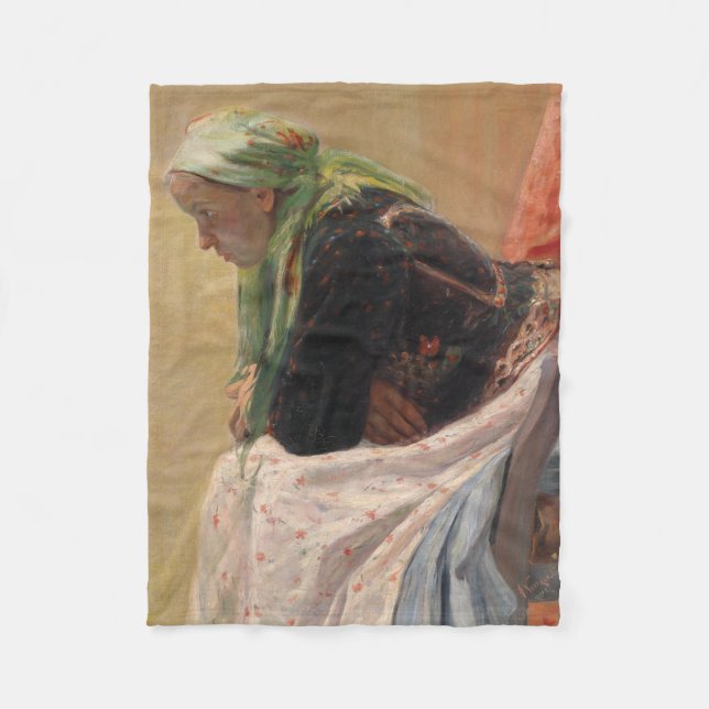 Cobertor De Velo Mulher em Profundo Pensamento (por Oleksa Novakivs (Frente)