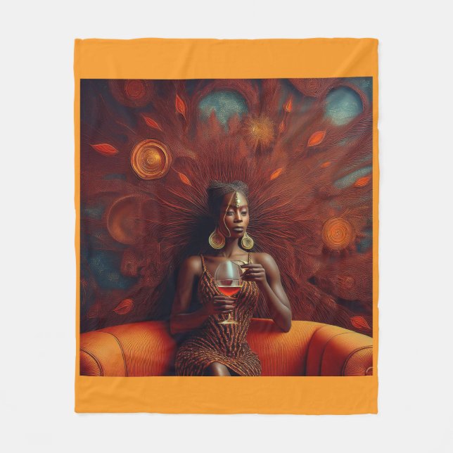 Cobertor De Velo Mulher Esfregando Uma Bebida No Sofá (Frente)