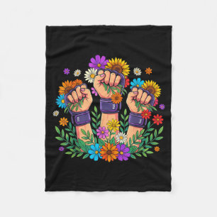 Cobertor De Velo Mulher Lutadora de MMA Luvas de Boxe Florais Força