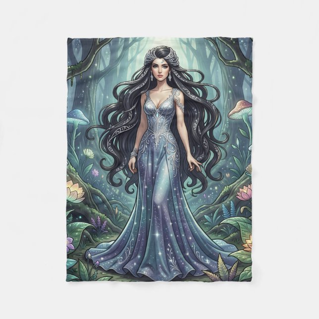 Cobertor De Velo Mulher majestosa com vestido prateado (Frente)