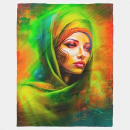 Cobertor De Velo Mulher mística em cores neonárias