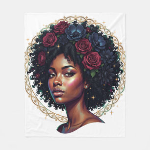 Cobertor De Velo Mulher Negra Floral Afro
