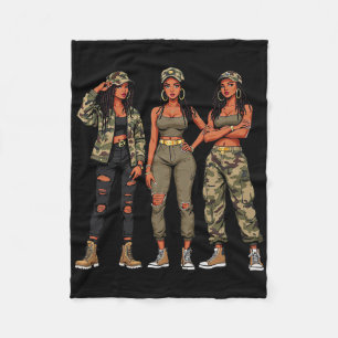 Cobertor De Velo Mulher Negra Locs Camo Melanina Mês da História Ne
