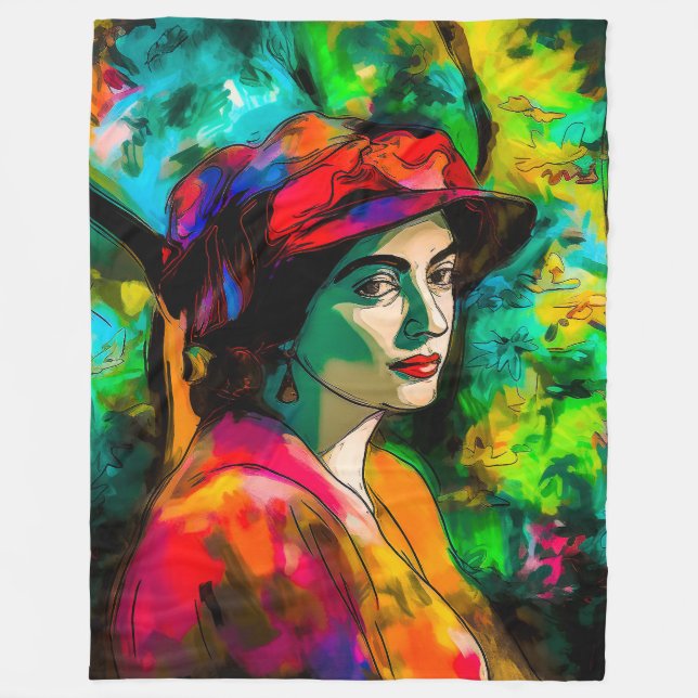 Cobertor De Velo Mulher no Chapéu Vermelho (Frente)