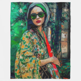 Cobertor De Velo Mulher nos óculos de sol verde