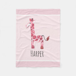 Cobertor De Velo Mulher: Safari Girafa e Nome Cute Pink