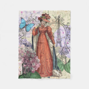 Cobertor De Velo Mulher vitoriana na moda vermelha colorido