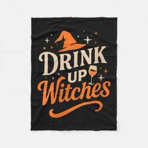 Cobertor De Velo Mulheres Bebam Bruxas Vinho Taça Halloween Solteir