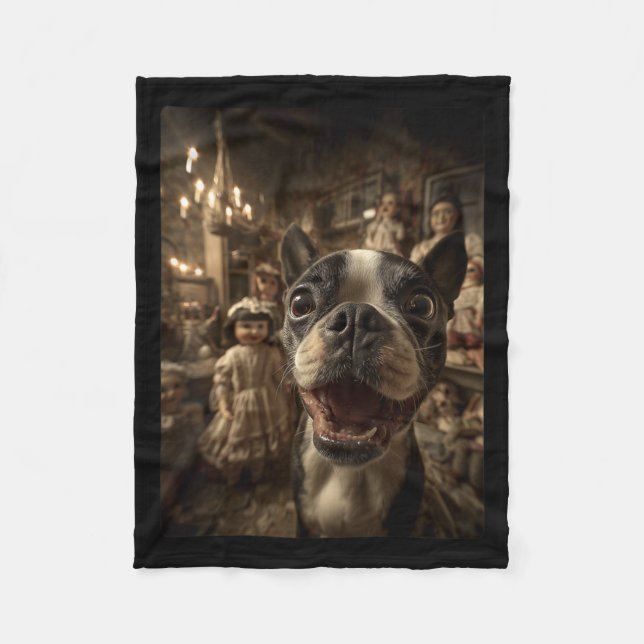 Cobertor De Velo Mulheres Boston Terrier Selfie Com Bonecas Y Assus (Frente)