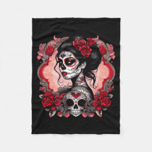 Cobertor De Velo Mulheres de Crânio de Açúcar De Los Muertos La Cat