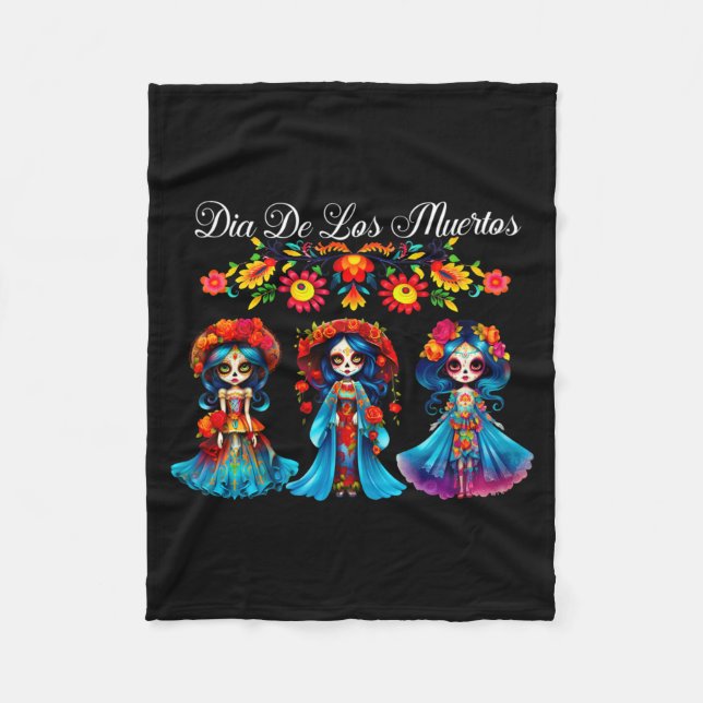 Cobertor De Velo Mulheres de Crânio de Açúcar Dia De Los Muertos Ca (Frente)