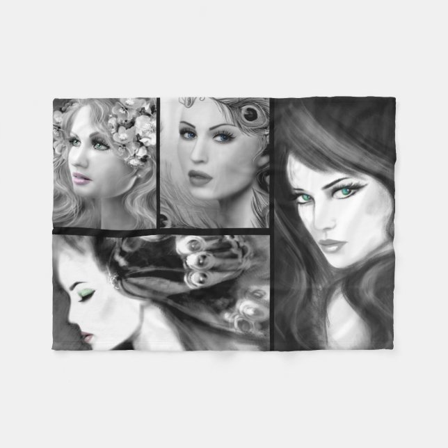 Cobertor De Velo Mulheres fantasiam colagem de fadas (Frente (Horizontal))