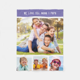 Cobertor De Velo Multi-Foto do Dia dos Avós da Família, Roxo