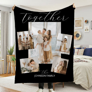 Cobertor De Velo Multi-Foto Preto da Família Moderna