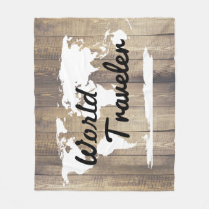 Cobertor De Velo Mundo Branco Viajante do Mundo Mapa da Madeira Lev