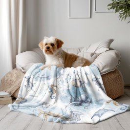 Cobertor De Velo Mundo Submarino Whimsical - Padrão de Criaturas Ma