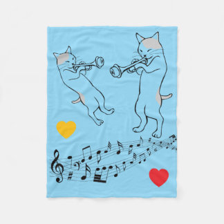 Cobertor De Velo Music-Loving Cats on Blue Fleece Blanket