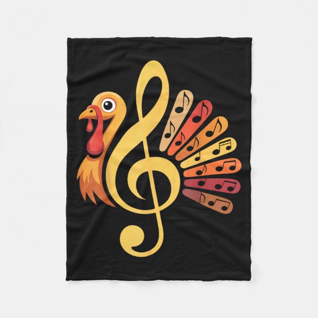 Cobertor De Velo Music Note Symbol Turkey Teacher Fall Thanksgiving (Frente)
