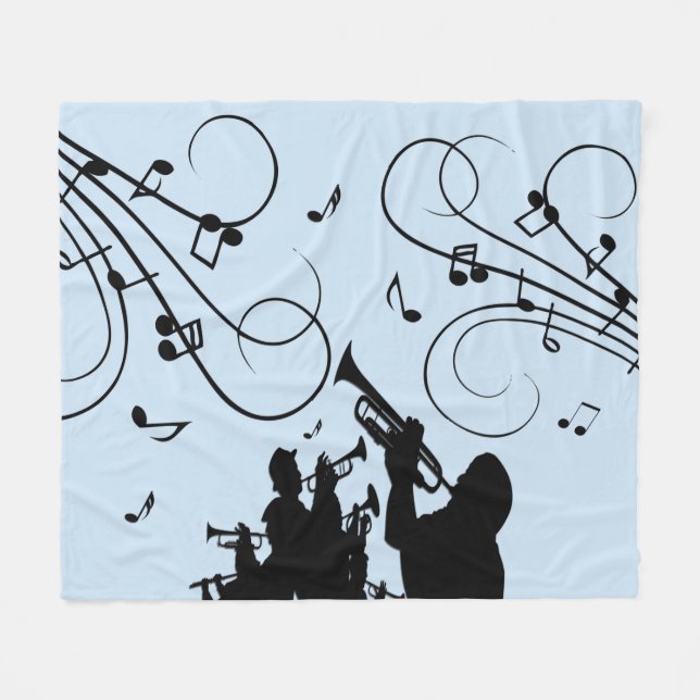 Cobertor De Velo Música Azul da Seção da Trombeta (Frente (Horizontal))