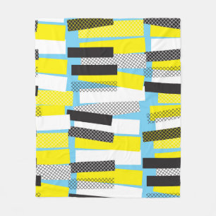 Cobertor De Velo Música de jazz, padrão geométrico azul-amarelo.