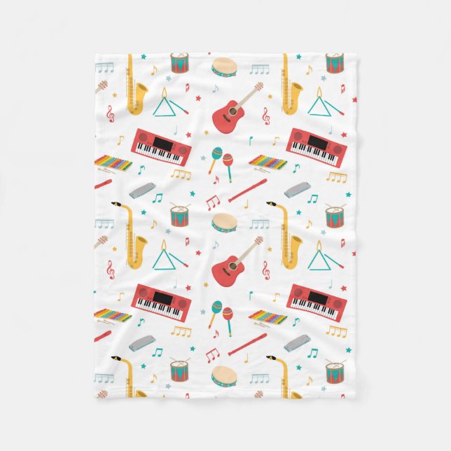 Cobertor De Velo Musical Instruments Music Theme Pattern (Frente)