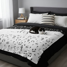 Cobertor De Velo Musical personalizado preto e branco