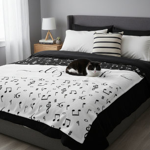 Cobertor De Velo Musical personalizado preto e branco