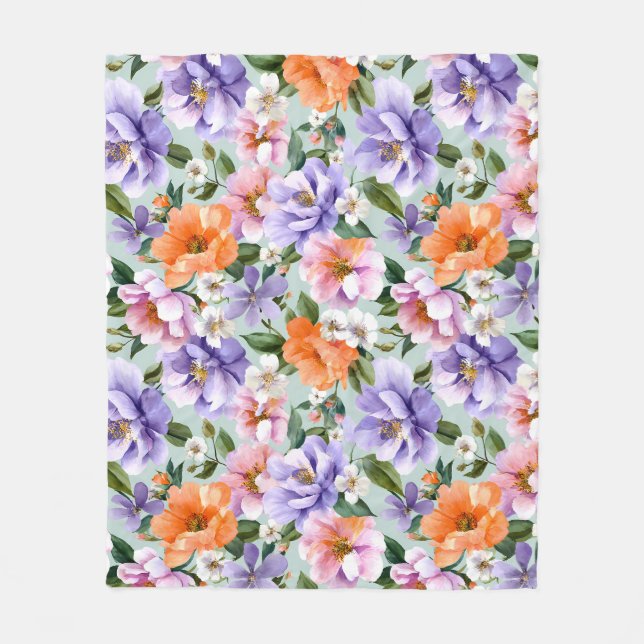 Cobertor De Velo Muted Colorful Flowers Boho flower  (Frente)