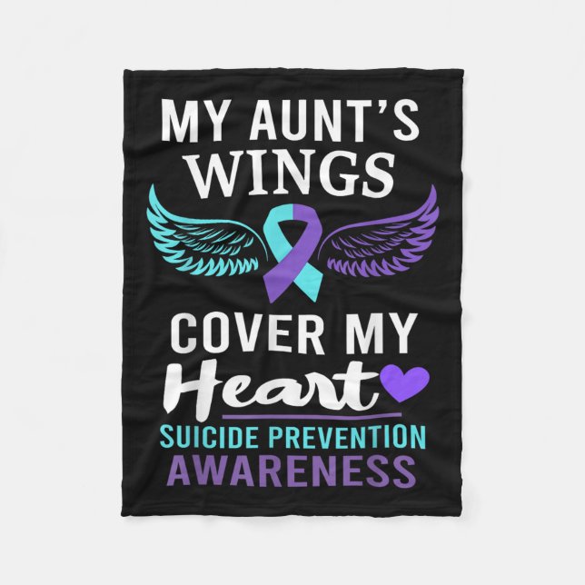 Cobertor De Velo My Aunt's Wings Cover Heart Suicide Awareness Ribb (Frente)