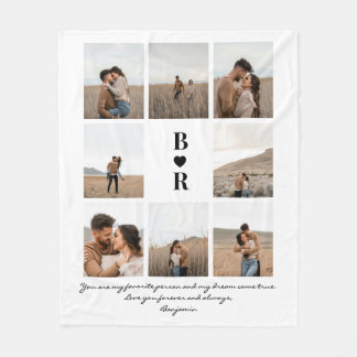 Cobertor De Velo My Favorite Person Modern Script 8 Photo Monogram