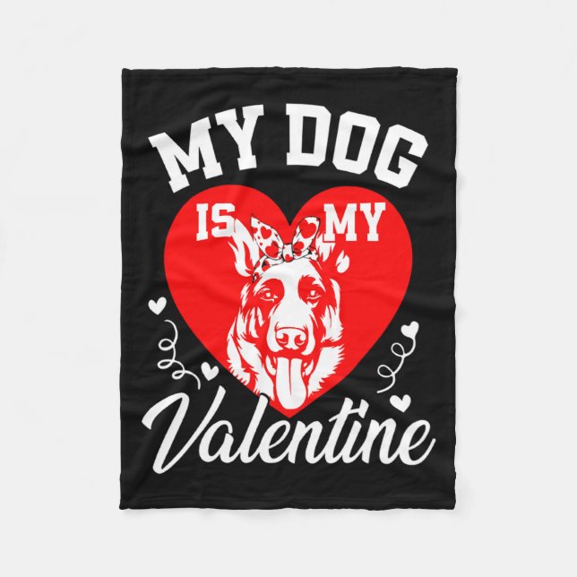Cobertor De Velo My German Shepherd Is My Valentine Dog Lover Valen (Frente)