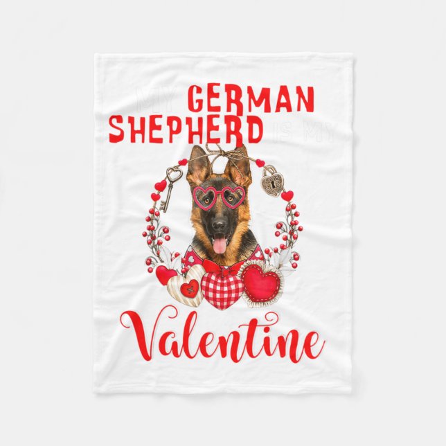 Cobertor De Velo My German Shepherd Is My Valentine Funny Dog Lover (Frente)